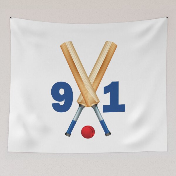 Item preview, Cricket number 91 - ninety one with bats and ball designed and sold by AllShirts21.