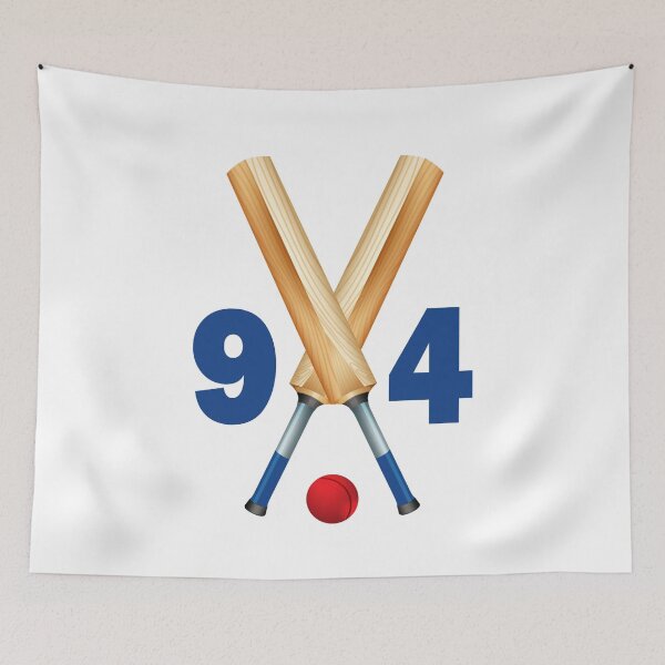 Aperçu de l'œuvre Numéro de cricket 94 - quatre-vingt-quatorze avec des battes et une balle créée et vendue par AllShirts21.