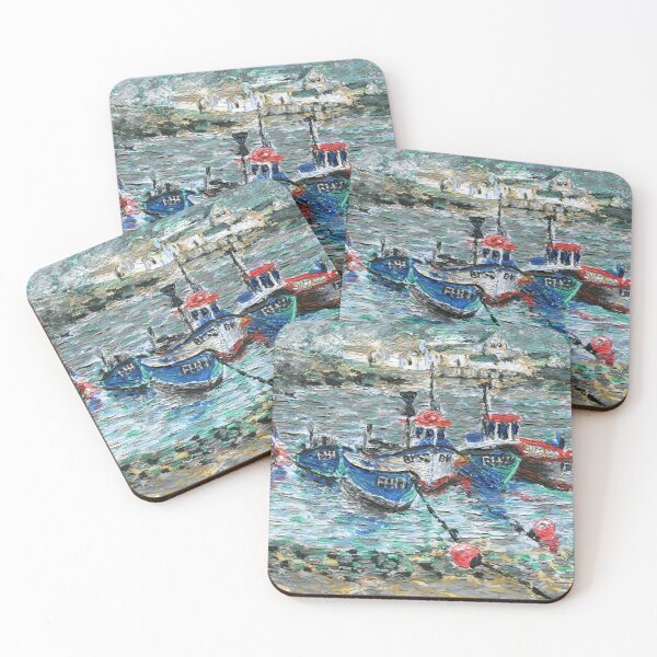 Item preview, Cornish fishing boats, Coverack Cornwall painting designed and sold by Marion Yeo.