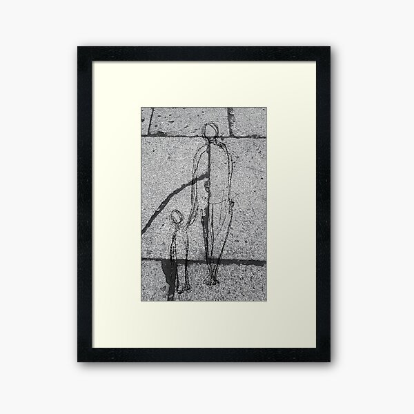 Mutter und Kind auf dem Straßenplaster Gerahmter Kunstdruck