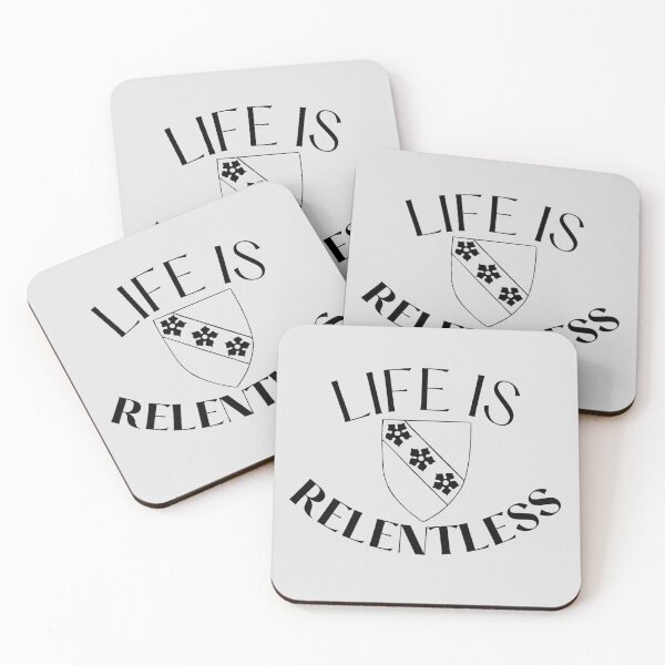 Item preview, Life Is Relentless Medieval Shield White Design designed and sold by SweetAndSpice.