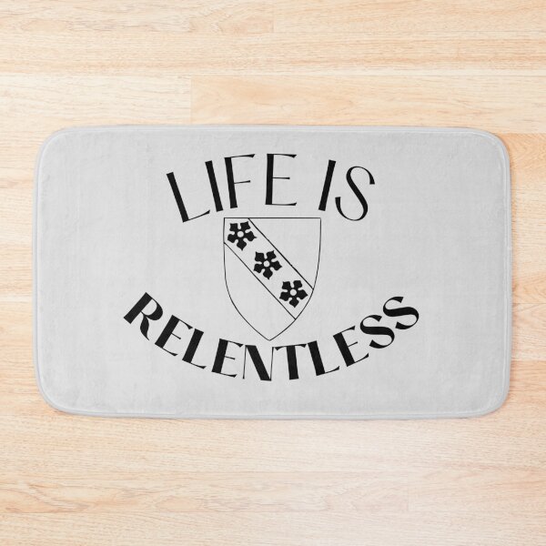 Item preview, Life Is Relentless Medieval Shield White Design designed and sold by SweetAndSpice.