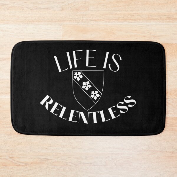 Item preview, Life Is Relentless Medieval Shield Black Design designed and sold by SweetAndSpice.