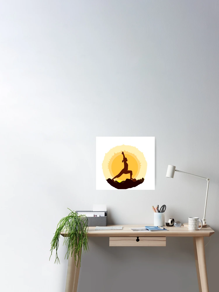 Yoga Pose with Om Background Yoga T-Shirt Poster for Sale by deepakrode7