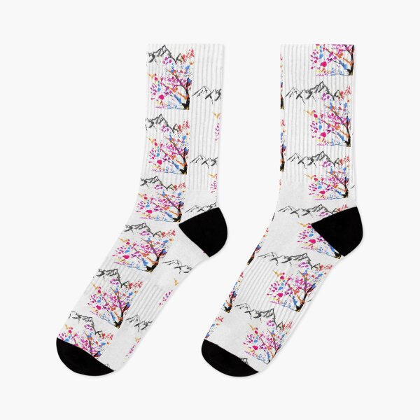 Item preview, Mountains And Multi Coloured Sakura Cherry Blossom designed and sold by 4U2NV-LDN.