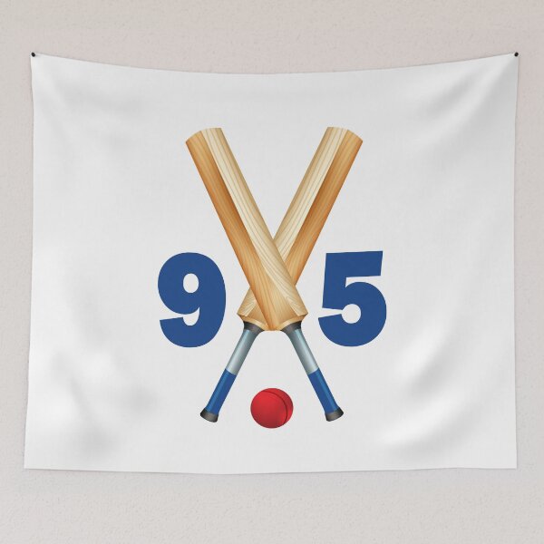 Artikelvorschau, Cricket Nummer 95 - fünfundneunzig mit Fledermäusen und Ball entworfen und verkauft von AllShirts21.
