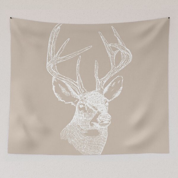 Item preview, Deer Bust in Burlap & White designed and sold by House of Haha.