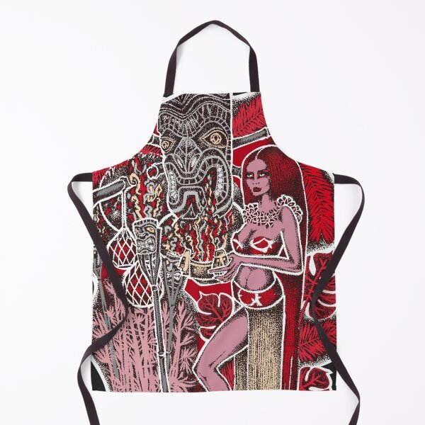 Artikelvorschau, Tiki Bar Mädchen Fantasie, Retro Hawaii, Exotik Illustration, Pin Up und Tiki Gott, 50er Jahre tropische Goth entworfen und verkauft von Francesco Carli.