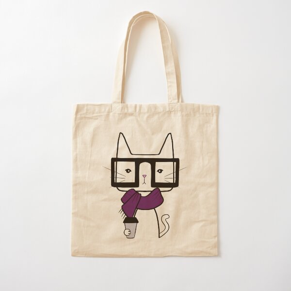 Hipster Cat Cotton Tote Bag