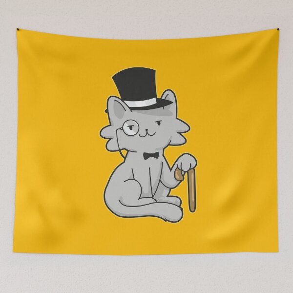 Item preview, Gentlecat cat with hat bow tie stick funny designed and sold by Piztees.