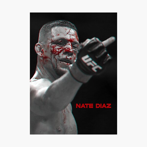 Nate Diaz Middle Finger BW Gift, T-shirt, sticker Nate diaz Poster Photographic Print