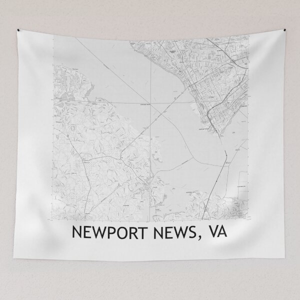 Item preview, Newport News, VA Quad Topographical Map Black & White designed and sold by PGHPhotoCo.