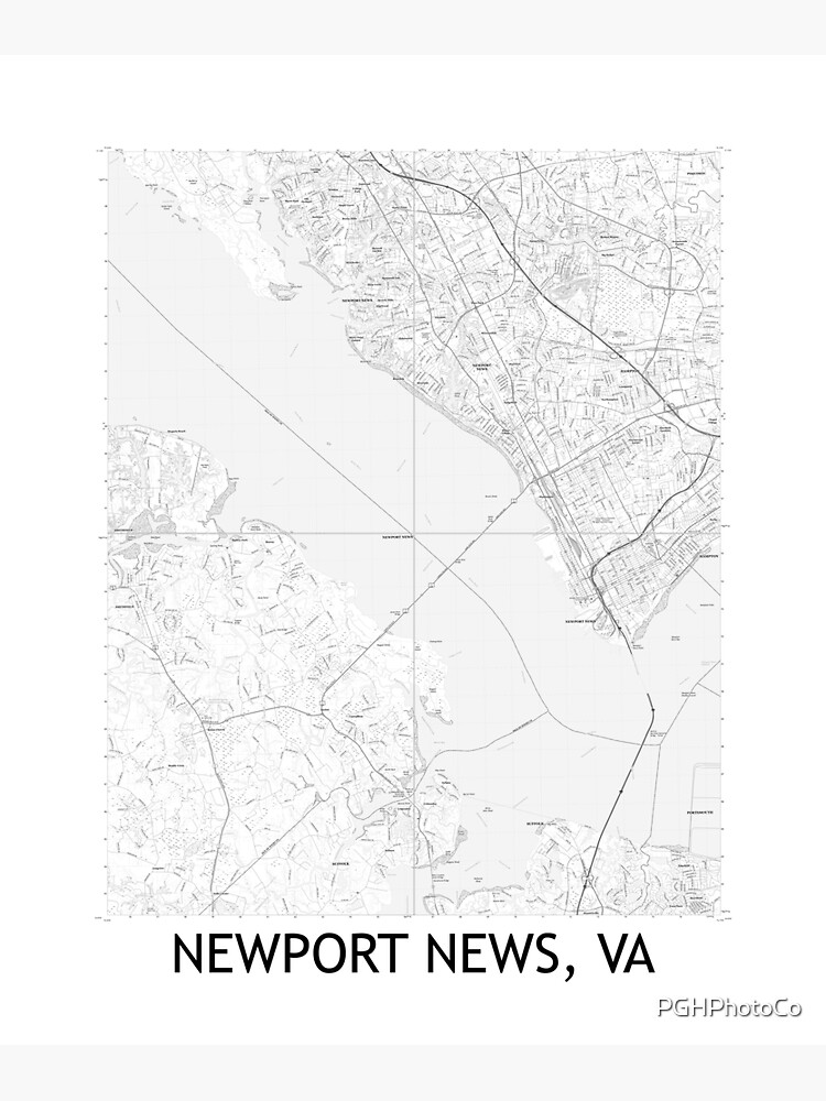 "Newport News, VA Quad Topographical Map Black & White" Sticker for Sale by PGHPhotoCo Redbubble
