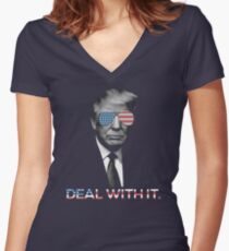Trump- Deal with it Women's Fitted V-Neck T-Shirt