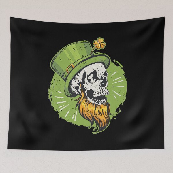 Item preview, Irish saint patricks leprechaun skull shamrock designed and sold by Piztees.