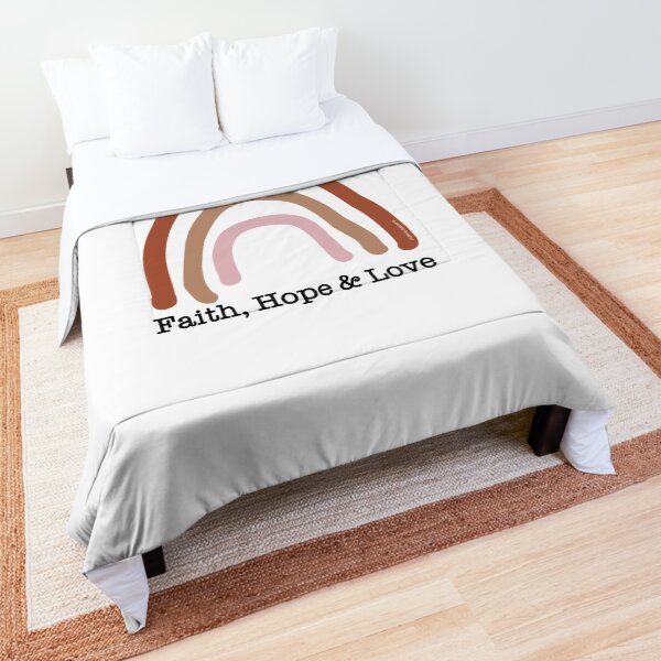 Faith Hope Love Rainbow 1 - a Scripture Verse Illustration - Christian Faith Based Art Comforter