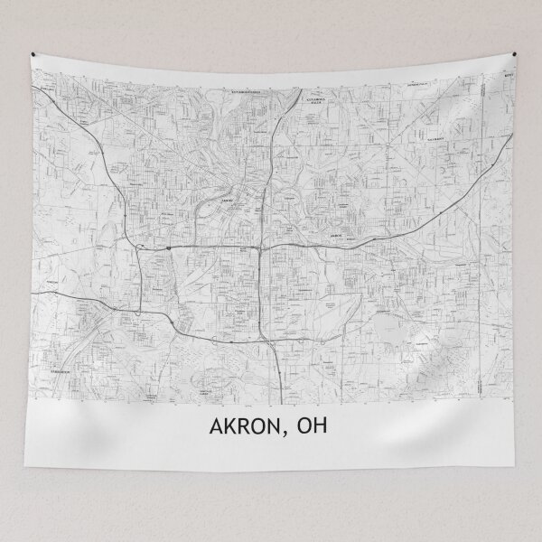 Item preview, Akron, OH Topographical Map Black and White designed and sold by PGHPhotoCo.