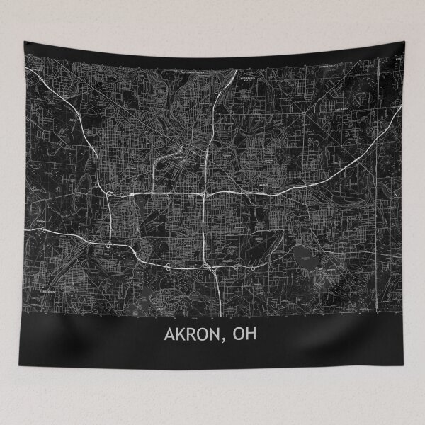 Item preview, Akron, OH Topographical Map Black designed and sold by PGHPhotoCo.