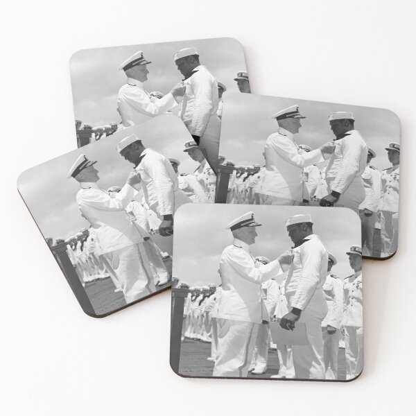 Item preview, Dorie Miller Receiving Navy Cross From Admiral Nimitz - WW2 1942 designed and sold by warishellstore.