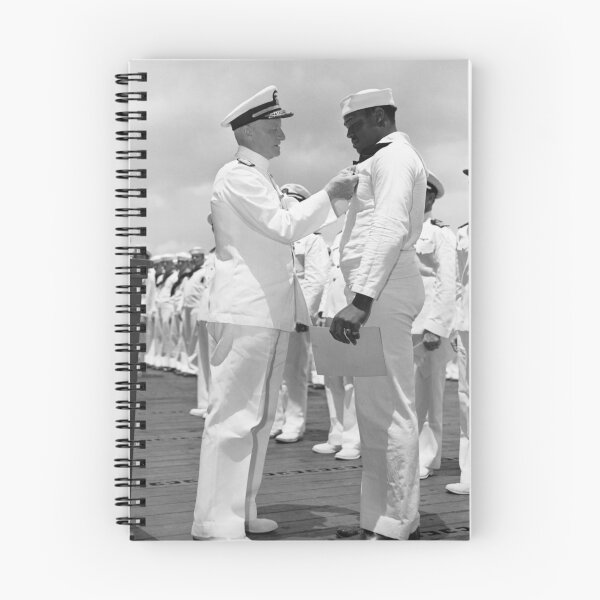 Item preview, Dorie Miller Receiving Navy Cross From Admiral Nimitz - WW2 1942 designed and sold by warishellstore.