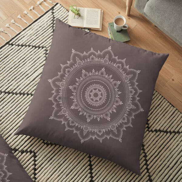Neutral Toned Mandala Henna Design Henna by Masuma B Floor Pillow
