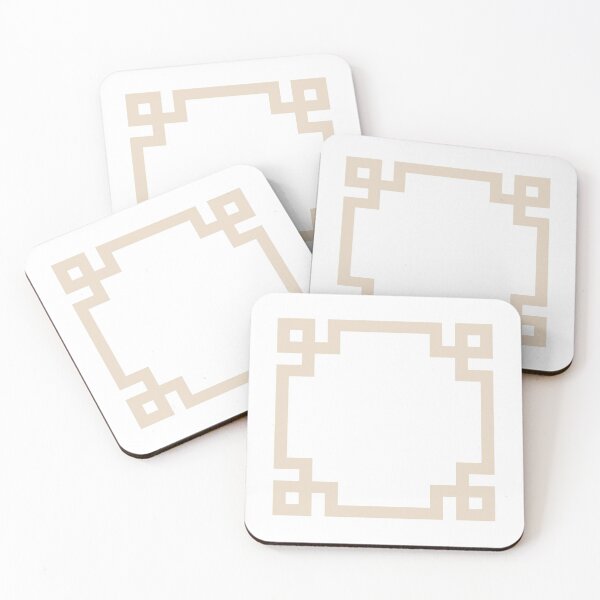 Item preview, Light Tan Beige Greek Key Square On White designed and sold by rewstudio.