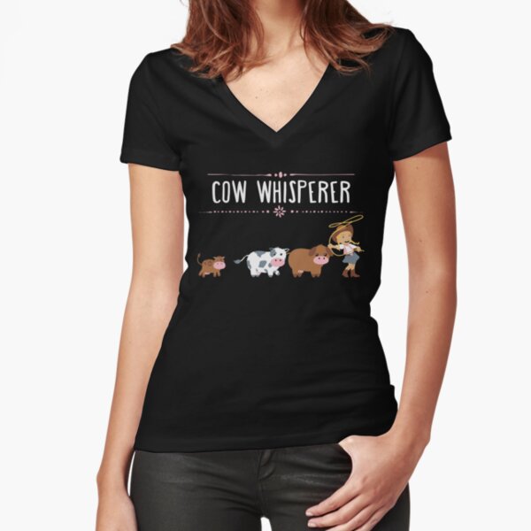 Cow whisperer Fitted V-Neck T-Shirt