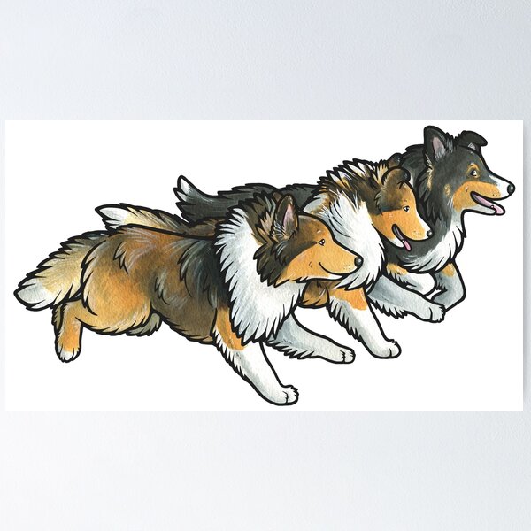 Item preview, Running Shelties designed and sold by animalartbyjess.