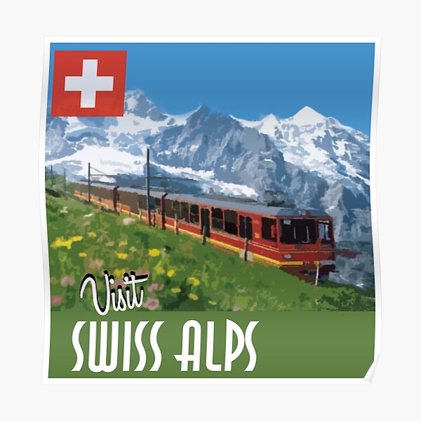 Vintage Travel Poster Swiss Alps Poster
