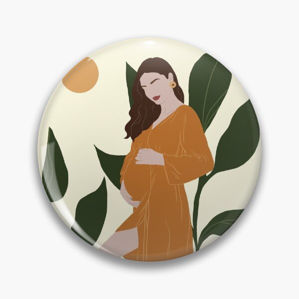 Item preview, MINIMALISTIC PREGNANT WOMAN ORANGE GREEN ILLUSTRATION designed and sold by artbynikav.