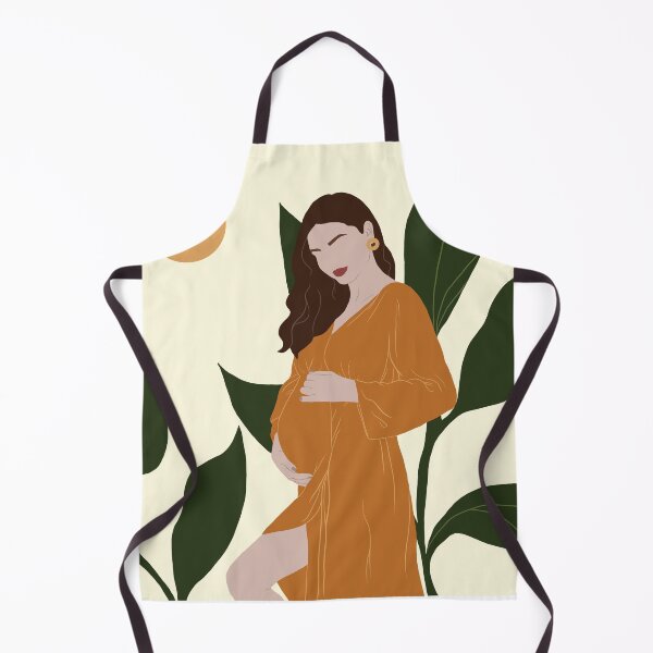 Item preview, MINIMALISTIC PREGNANT WOMAN ORANGE GREEN ILLUSTRATION designed and sold by artbynikav.