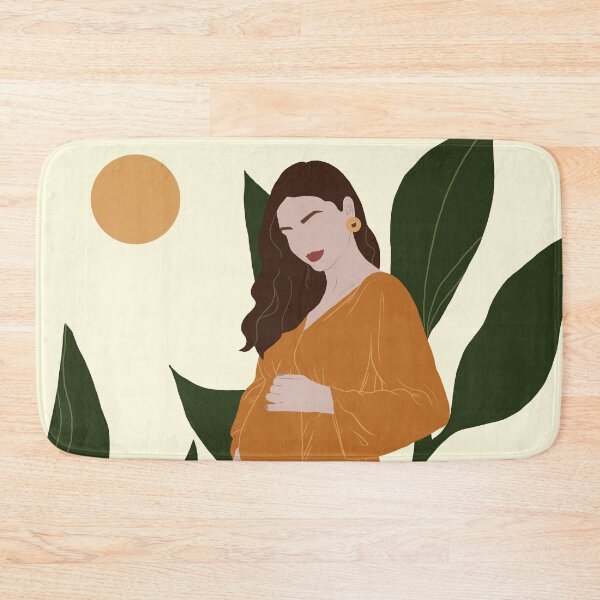 Item preview, MINIMALISTIC PREGNANT WOMAN ORANGE GREEN ILLUSTRATION designed and sold by artbynikav.
