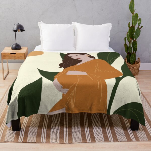 Item preview, MINIMALISTIC PREGNANT WOMAN ORANGE GREEN ILLUSTRATION designed and sold by artbynikav.