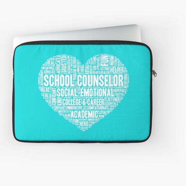 School Counselor Adjective Heart Word Cloud Laptop Sleeve
