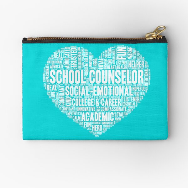 School Counselor Adjective Heart Word Cloud Zipper Pouch