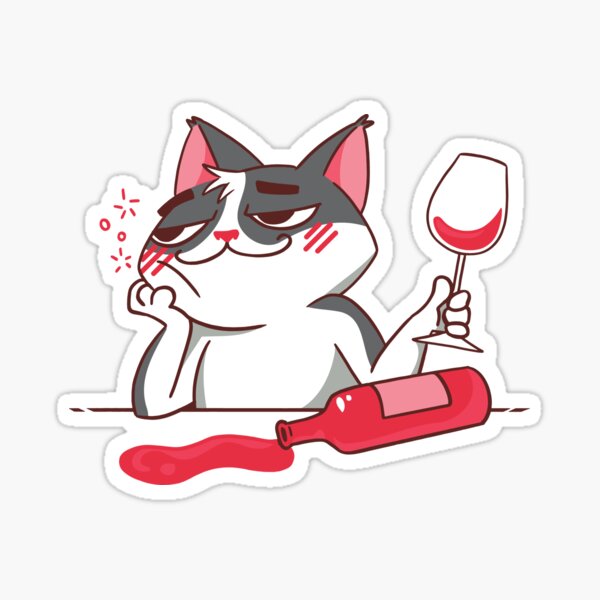 Artikel-Vorschau von Betrunkene Katze trinkt Wein!, designt und verkauft von teez4dayz.