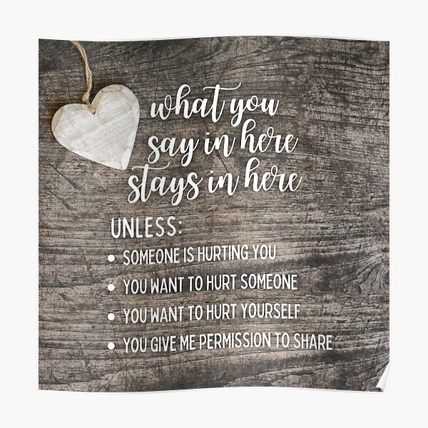 What You Say In Here Stays In Here Confidentiality Reminders Rustic Wood Farmhouse Poster