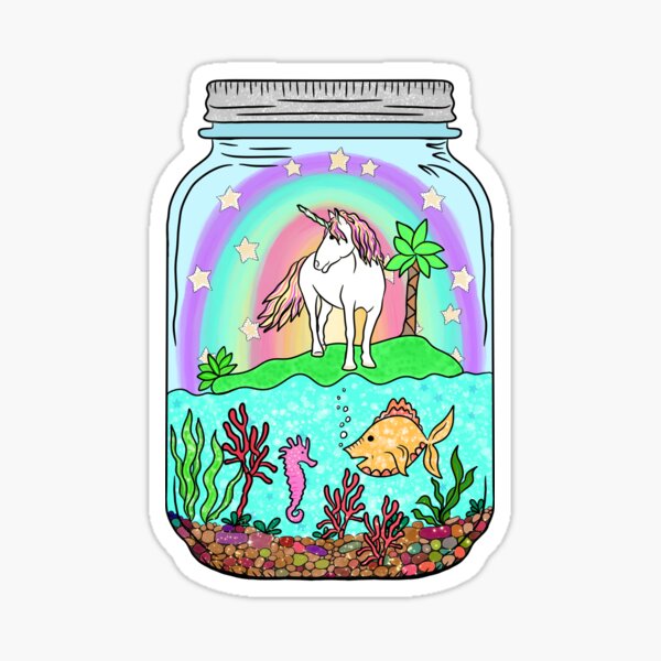 Unicorn Island, Terrarium Jar No. 7 Sticker