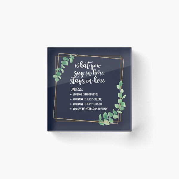 Item preview, What You Say In Here Stays In Here Confidentiality Reminders Eucalyptus Succulent Foliage Frame designed and sold by natalieritchie.