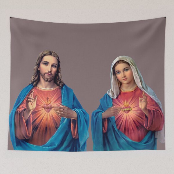 Item preview, Sacred and Immaculate Hearts (Jesus and Mary) transparent background designed and sold by Brasilia.