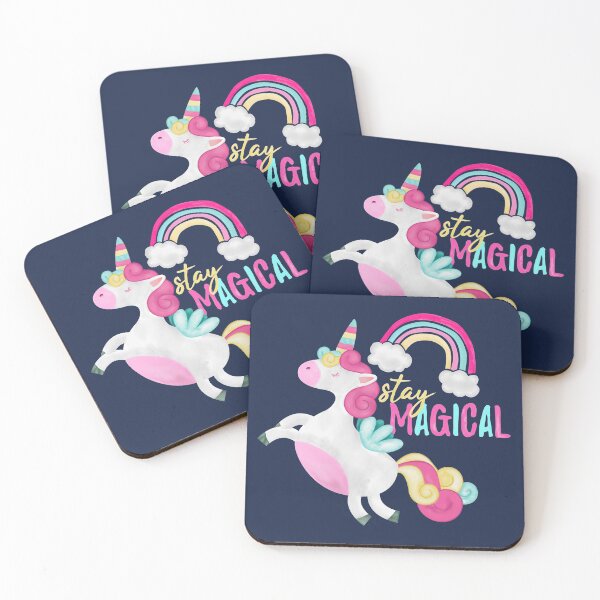 Item preview, Stay Magical Cartoon Unicorn with Rainbows  designed and sold by SquinkCreative.