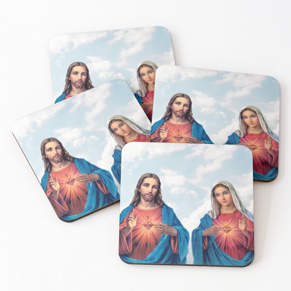 Item preview, Sacred and Immaculate Hearts (Jesus and Mary) with sky background designed and sold by Brasilia.