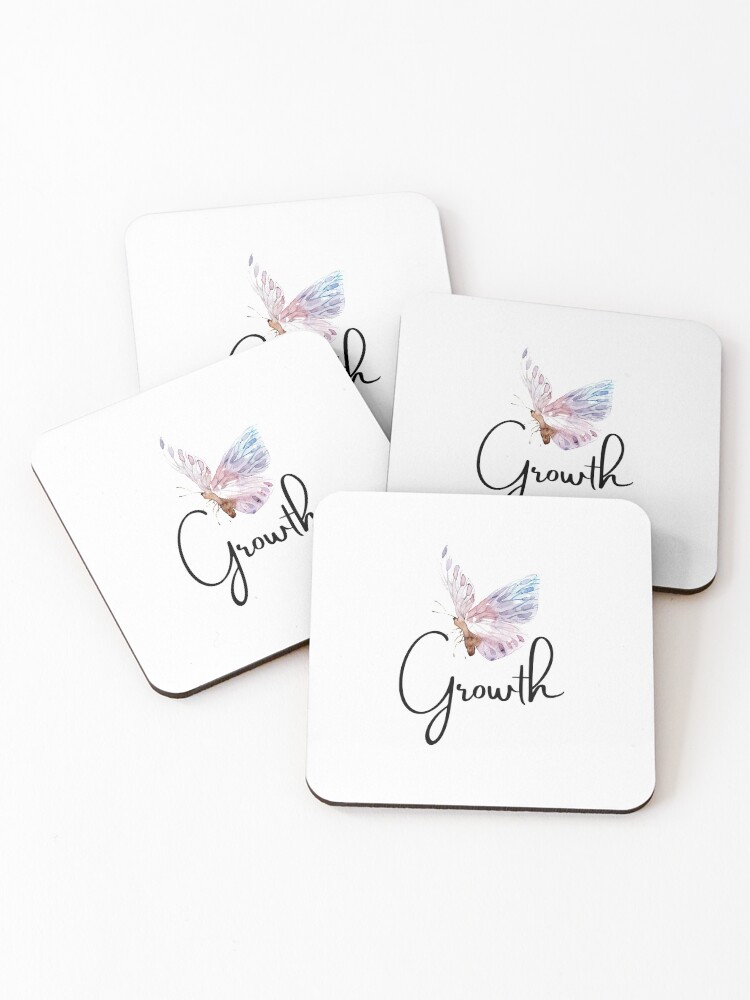 Thumbnail 1 of 5, Coasters (Set of 4), Growth Butterfly designed and sold by MiracleCreator.