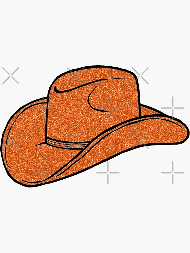 "Orange Glitter Cowboy Hat " Sticker for Sale by sunsetriverside