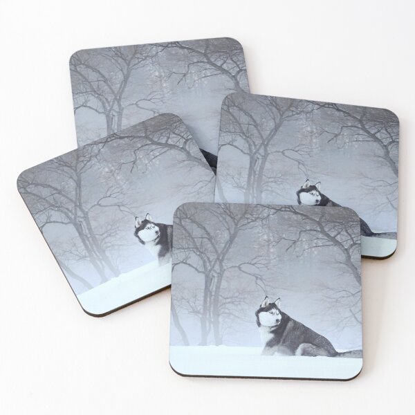 Item preview, Siberian Husky in Foggy Morning background of trees designed and sold by myhuskymax.