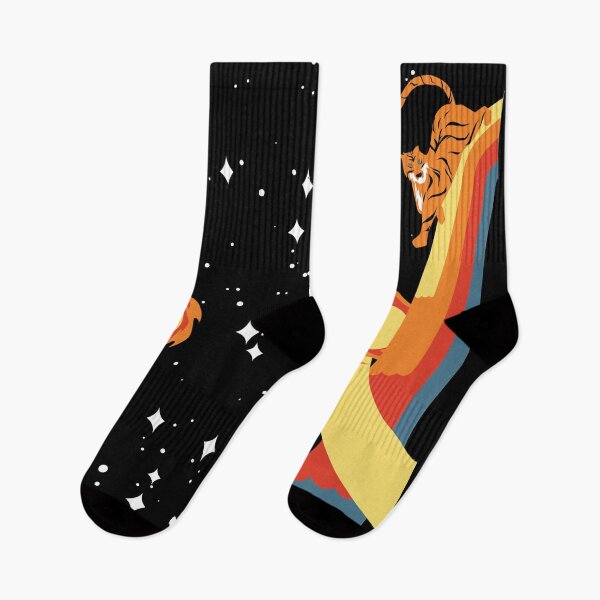 Item preview, Retro Space Tiger Socks designed and sold by adelinejean07.