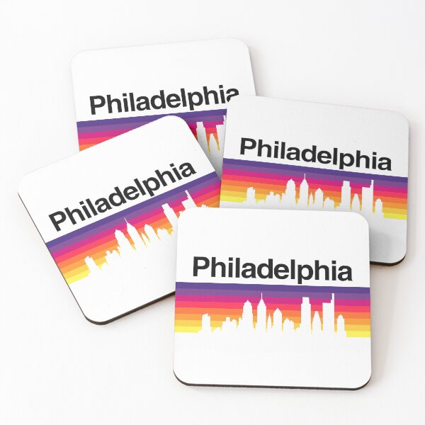 Item preview, Philadelphia Skyline, Sunset Gradient - White designed and sold by DionBlaster.