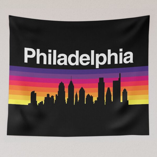 Item preview, Philadelphia Skyline, Sunset Gradient - Black designed and sold by DionBlaster.