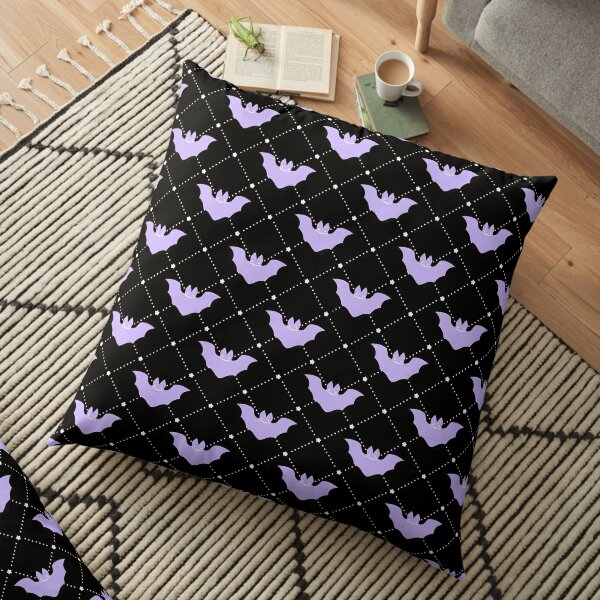 Bats and Stars - Purple and Black Floor Pillow