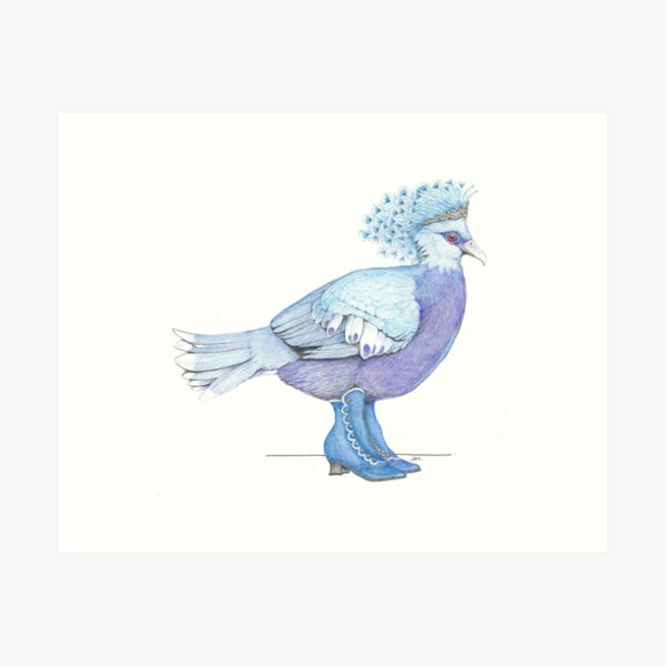Victoria Crowned Pigeon in Victorian shoes Art Print